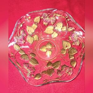 Antique goofus glass bowl with strawberries by Northwood Glass Company